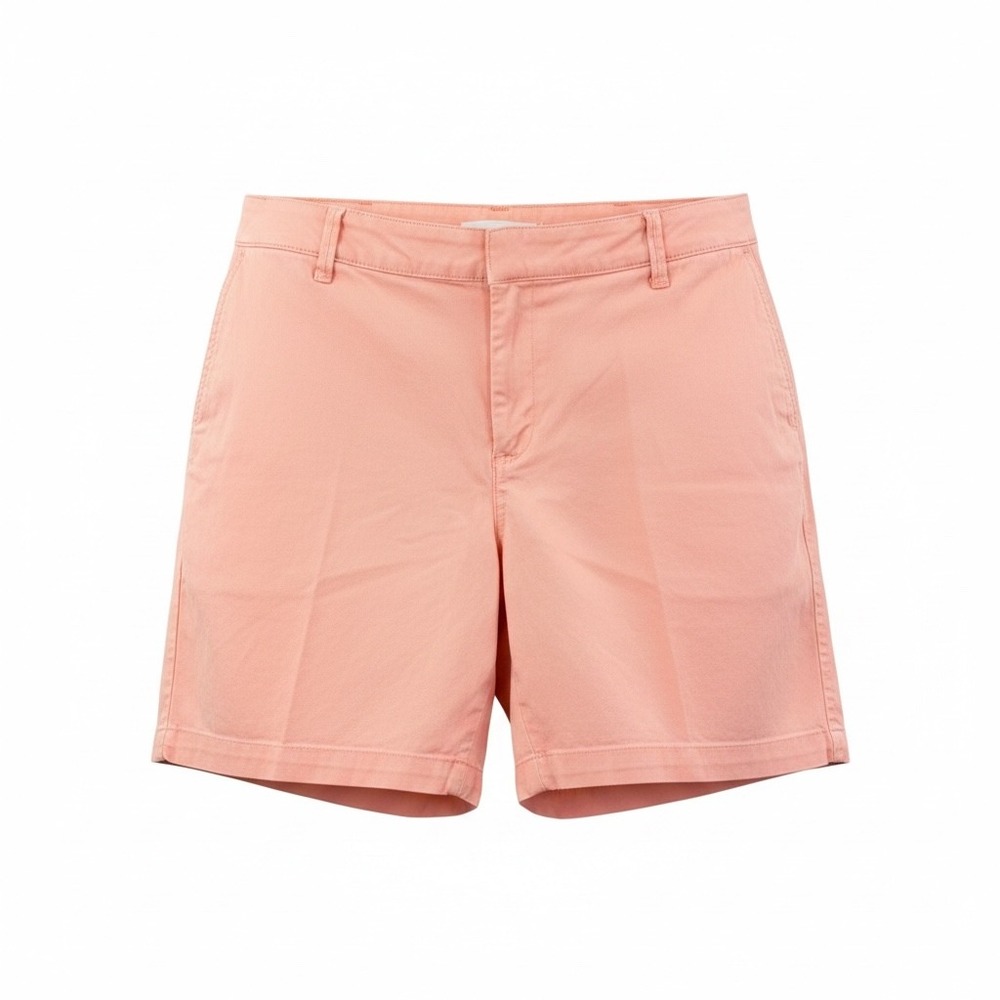 Lands' End Chino Shorts Women 20W Peach Stretch Mid Rise Casual Summer Coastal